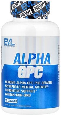 EVLution Nutrition, Alpha GPC, Unterstützung der geistigen Aktivität, 60 pflanzliche Kapseln (300 mg pro Kapsel)