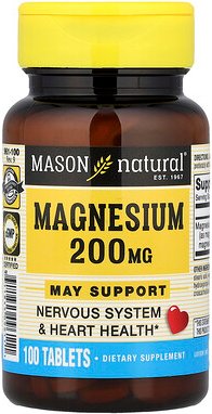 Mason Natural, Magnesium, 200 mg, 100 Tabletten