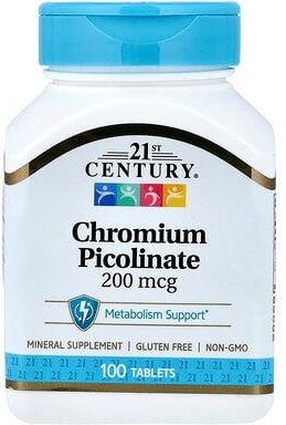 21st Century, Chrom Picolinate, Chrompicolinat, 200 mcg, 100 Tabletten