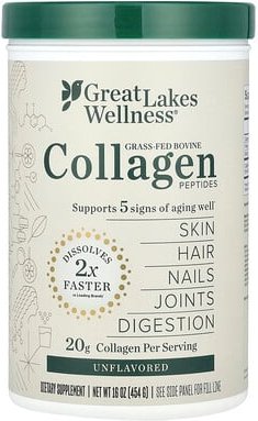 Great Lakes Wellness, Quick Dissolve Collagen Peptides, schnell auflösende Kollagenpeptide, tägliches Wohlbefinden, gesc...