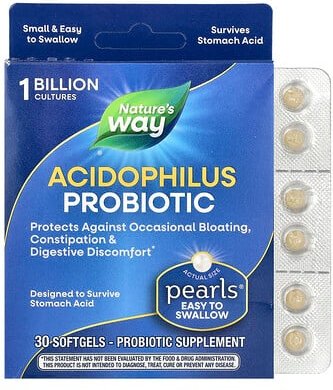 Thumbnail - Nature's Way, Acidophilus Probiotic Pearls, probiotische Perlen, 1 Milliarde KBE, 30 Weichkapseln