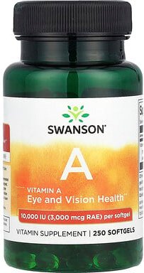 Swanson, Vitamin A, 10,000 IU (3,000 mcg RAE), 250 Softgels