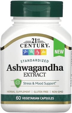 Thumbnail - 21st Century, Standardized Ashwagandha Extract, Ashwagandha-Extrakt, standardisiert, 60 pflanzliche Kapseln (500 mg pro ...
