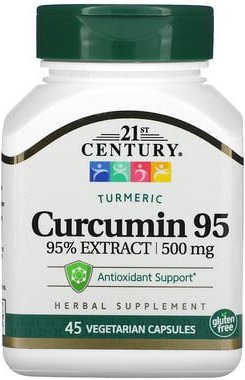 21st Century, Curcumin 95, Kurkumin, 500 mg, 45 vegetarische Kapseln
