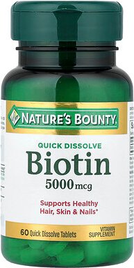 Nature's Bounty, Biotin, Erdbeere, 5.000 mcg, 60 schnell lösliche Tabletten