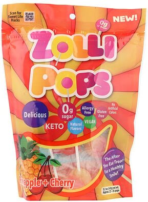 Thumbnail - Zollipops, The Clean Teeth Pops, Kirsche + Ananas, ca. 23-25 Pops, 147 g (5,2 oz.)