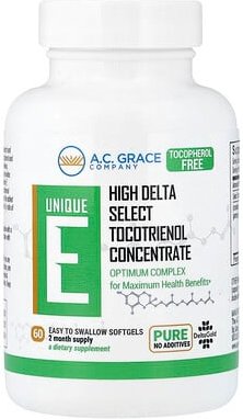 A.C. Grace Company, Unique E, Tocotrienol, 125 mg, 60 einfach zu schluckende Weichkapseln