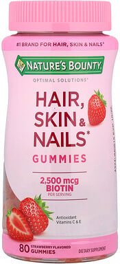 Nature's Bounty, Optimal Solutions®, Hair, Skin & Nails Gummies, Fruchtgummis für Haare, Haut und Nägel, Erdbeere, 80 Fr...