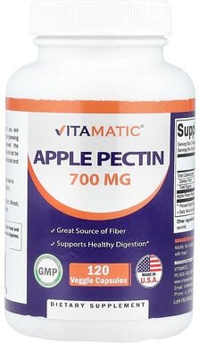 Thumbnail - Vitamatic, Apple Pectin, Apfelpektin, 120 vegetarische Kapseln (700 mg pro Kapsel)