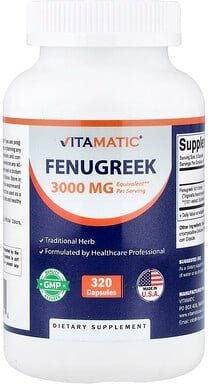 Vitamatic, Fenugreek, Bockshornklee, 320 Kapseln (1.500 mg pro Kapsel)