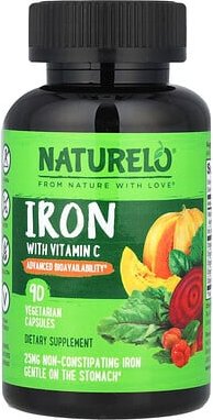 Thumbnail - NATURELO, Iron with Vitamin C, Eisen mit Vitamin C, 90 pflanzliche Kapseln