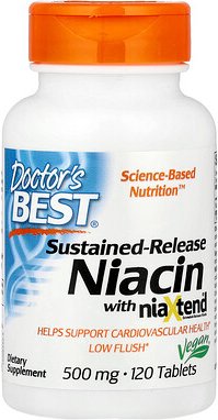 Doctor's Best, Niacin mit verzögerter Freisetzung mit niaXtend®, 500 mg, 120 Tabletten