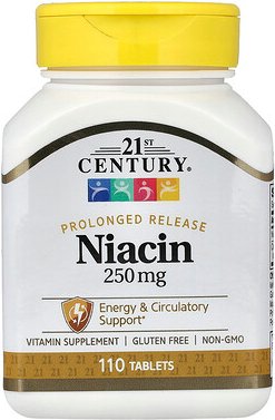 21st Century, Niacin, Retard, 250 mg, 110 Tabletten