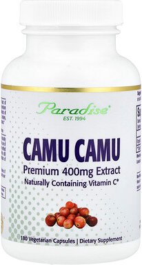 Paradise Herbs, Camu Camu Premium Extract, hochwertiges Camu-Camu-Extrakt, 400 mg, 180 pflanzliche Kapseln