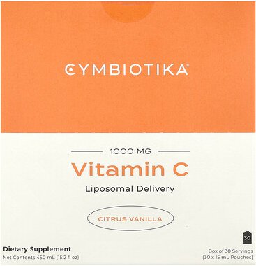 Cymbiotika, Vitamin C, Liposomal Delivery, Vitamin C, liposomale Abgabe, Zitrus-Vanille, 1.000 mg, 30 Beutel, je 15 ml