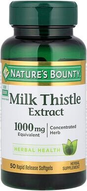 Nature's Bounty, Milk Thistle Extract, Mariendistelextrakt, 1.000 mg, 50 Rapid-Release-Weichkapseln