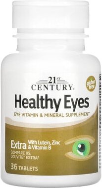Thumbnail - 21st Century, Healthy Eyes, Nahrungsergänzungsmittel für gesunde Augen, extra mit Lutein, Zink und Vitamin B, 36 Tablett...