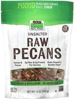 NOW Foods, Rohe Pekannüsse, Ungesalzen, 12 oz (340 g)