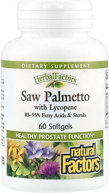 Natural Factors, HerbalFactors®, Saw Palmetto with Lycopine, Sägepalmenbeere mit Lycopin, 60 Weichkapseln