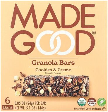 MadeGood, Müsliriegel, Kekse und Crème, 6 Riegel, je 24 g (0,85 oz.)
