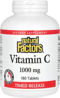 Thumbnail - Natural Factors, Vitamin C, Time Release, Vitamin C mit zeitversetzter Freisetzung, 1.000 mg, 180 Tabletten