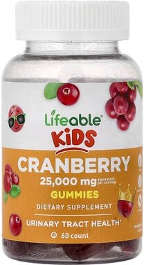 Lifeable, Kids, Cranberry Gummies, Cranberry-Fruchtgummis für Kinder, 60 Fruchtgummis