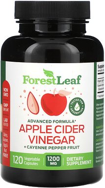 Forest Leaf, Apple Cider Vinegar + Cayenne Pepper Fruit, Apfelessig + Cayennepfeffer, 120 pflanzliche Kapseln
