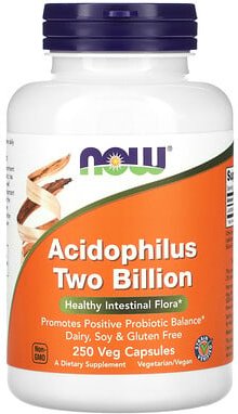 NOW Foods, Acidophilus Two Billion, zwei Milliarden, 2 Milliarden KBE, 250 pflanzliche Kapseln