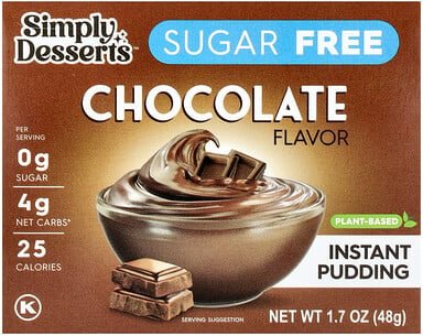 Simply Desserts, Plant-Based Instant Pudding, pflanzlicher Instant-Pudding, Schokolade, zuckerfrei, 48 g (1,7 oz.)
