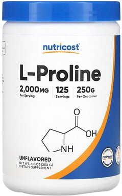 Nutricost, L-Prolin, geschmacksneutral, 250 g (8,8 oz.)