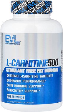 EVLution Nutrition, L-Carnitine500®, L-Carnitin, 500 mg, 120 Kapseln