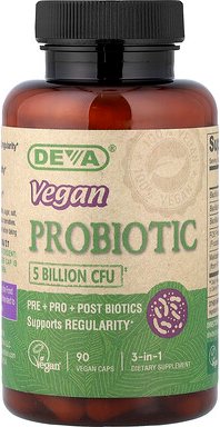 Deva, 3-in-1 veganes Probiotikum, 5 Milliarden KBE, 90 vegane Kapseln