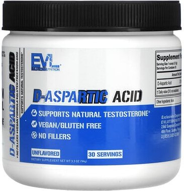 EVLution Nutrition, D-Aspartic Acid, D-Asparaginsäure, geschmacksneutral, 94 g (3,3 oz.)