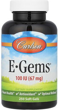Carlson, E-Gems®, 67 mg (100 IU), 250 Weichkapseln