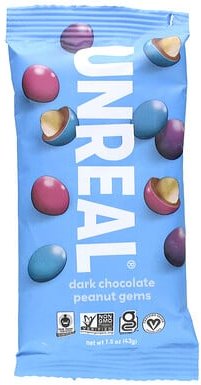 Unreal, Dark Chocolate Peanut Gems, Erdnusssteine mit dunkler Schokolade, 43 g (1,5 oz.)
