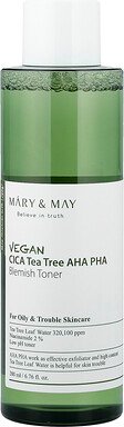 Mary & May, Vegan CICA Tea Tree AHA PHA Blemish Toner, veganes CICA-Teebaum-AHA-PHA-Gesichtswasser gegen Unreinheiten, 2...
