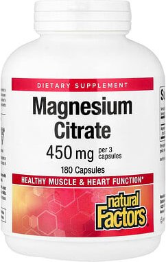 Natural Factors, Magnesiumcitrat, 180 Kapseln (150 mg pro Kapsel)