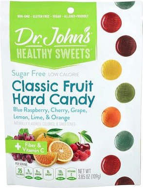 Thumbnail - Dr. John's Healthy Sweets, Classic Fruit Hard Candy, Bonbons mit klassischen Früchten, blaue Himbeere, Kirsche, Traube, ...