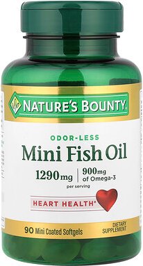 Nature's Bounty, Mini Fish Oil, geruchsneutral, 90 überzogene Mini-Weichkapseln (645 mg pro Weichkapsel)