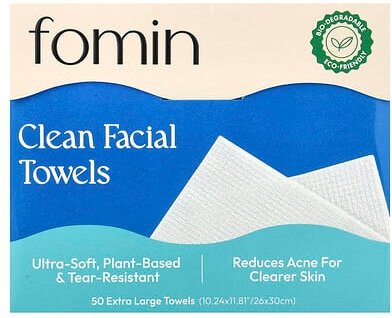 fomin, Clean Facial Towels, saubere Gesichtstücher, extra groß, 50 Tücher