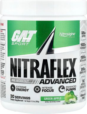 Thumbnail - GAT, Sport, NITRAFLEX® Advanced, vor dem Workout, Grüner Apfel, 285 g (10,1 oz.)