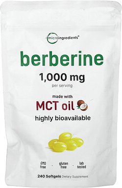Micro Ingredients, Berberin, 240 Weichkapseln (250 mg pro Weichkapsel)