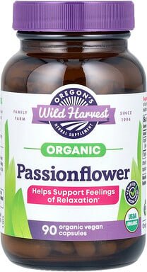 Oregon's Wild Harvest, Organic Passionflower, Bio-Passionsblume, 90 vegane Bio-Kapseln (400 mg pro Kapsel)