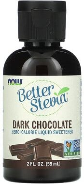 NOW Foods, BetterStevia Flüssig, Flüssiger Süßstoff mit Null Kalorien, Dunkle Schokolade, 2 fl oz (59 ml)