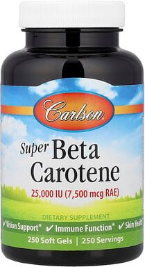 Carlson, Super Beta Carotin, Super-Beta-Carotin, 7.500 mcg RAE (25.000 IU), 250 Weichkapseln