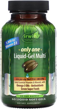 Irwin Naturals, Only One, Liquid-Gel Multi, With Iron, 60 flüssige Weichkapseln