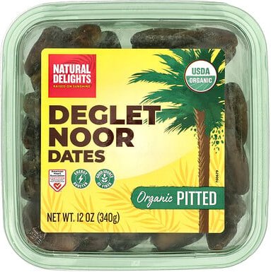Natural Delights, Deglet Noor Dates, Organic Pitted, Datteln, entsteint, 340 g (12 oz.)