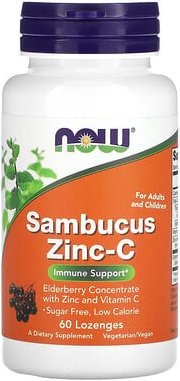 NOW Foods, Sambucus Zinc-C, Holunder, Zink, Vitamin C, 60 Lutschtabletten