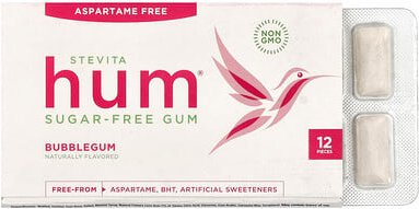 Stevita Naturals, Hum®, Sugar-Free Gum, zuckerfreier Fruchtgummi, Kaugummi, 12 Stück