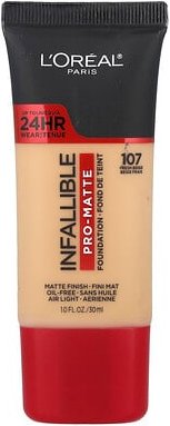 L'Oréal, Infallitable Pro- Matte Foundation, Make-up-Foundation, 107 Fresh Beige, 30 ml (1 fl. oz.)
